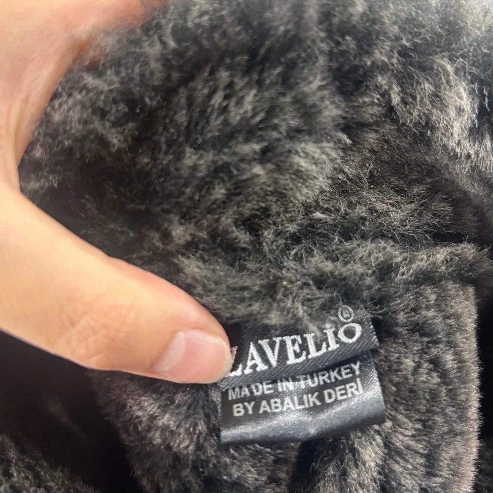 Zavelio Mens Black Genuine Leather Shearling Trapper Hat Aviator Cap Turkey XXL